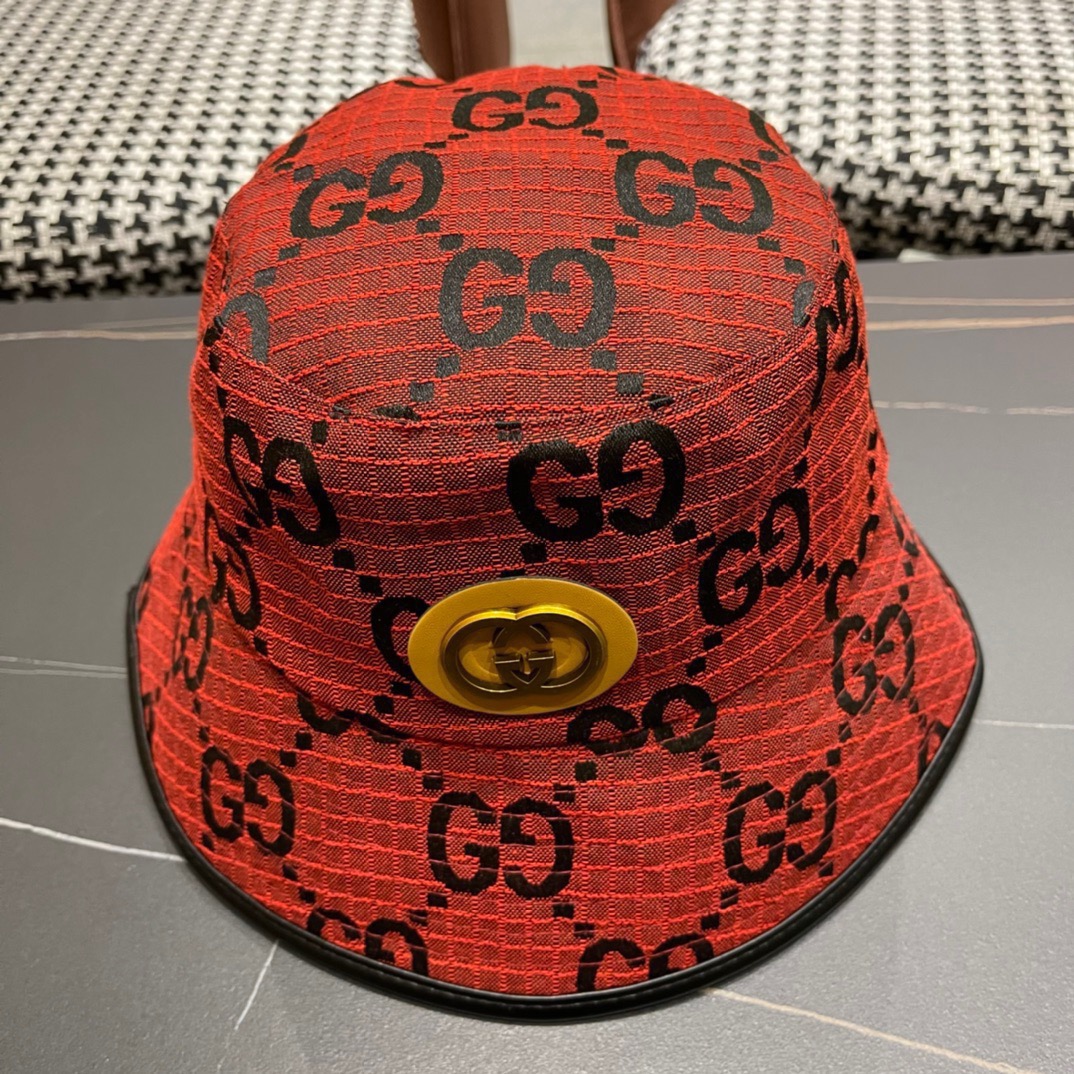 GUCCI古奇2024专柜新款简约渔夫帽很潮！休闲运动款经典制作超级好搭衣服！