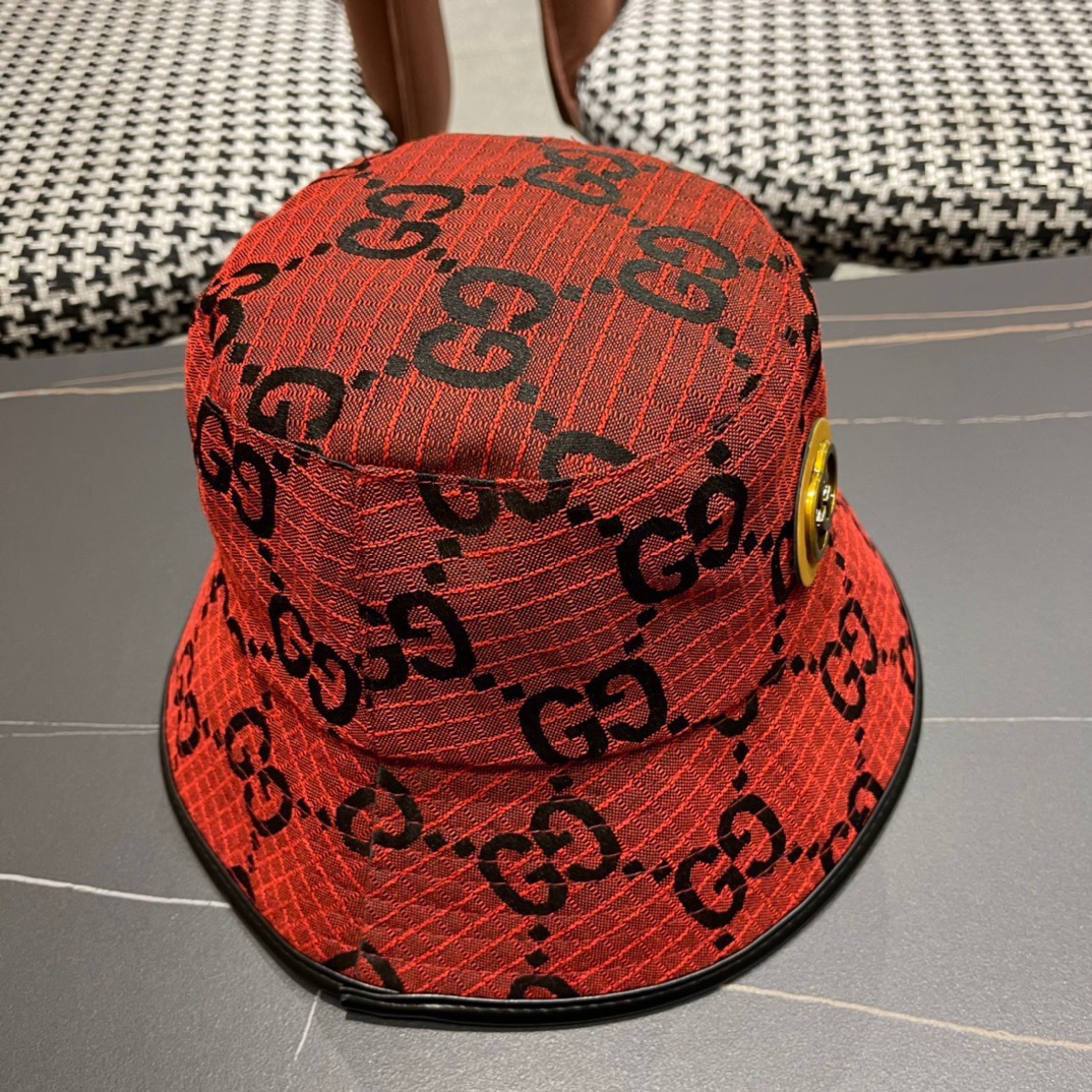 GUCCI古奇2024专柜新款简约渔夫帽很潮！休闲运动款经典制作超级好搭衣服！