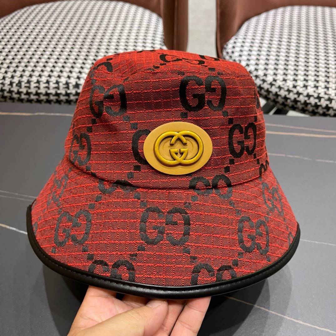 GUCCI古奇2024专柜新款简约渔夫帽很潮！休闲运动款经典制作超级好搭衣服！