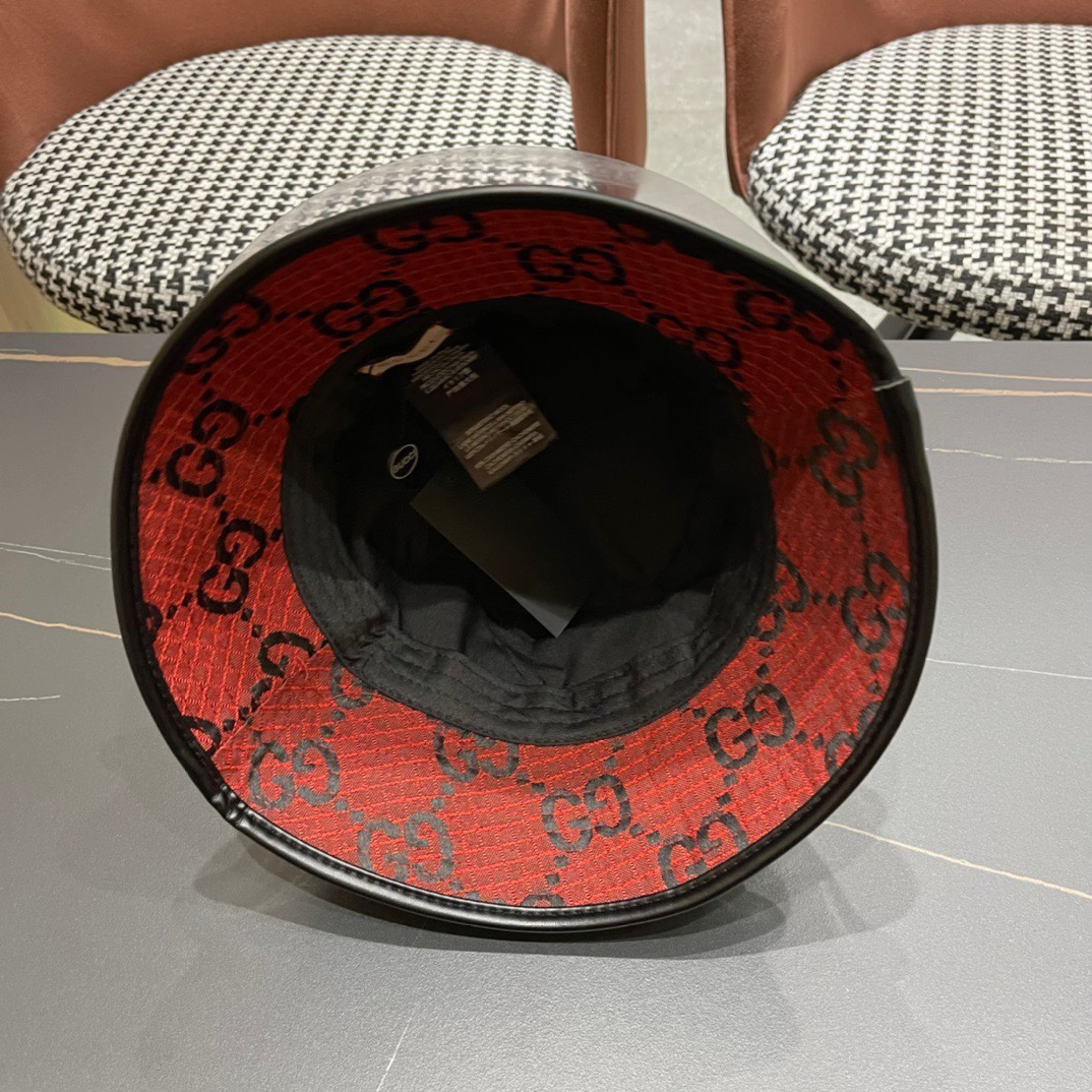 GUCCI古奇2024专柜新款简约渔夫帽很潮！休闲运动款经典制作超级好搭衣服！