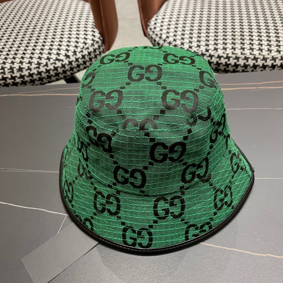 GUCCI古奇2024专柜新款简约渔夫帽很潮！休闲运动款经典制作超级好搭衣服！