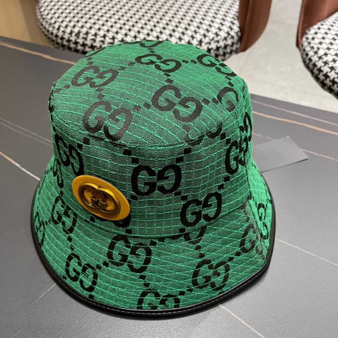 GUCCI古奇2024专柜新款简约渔夫帽很潮！休闲运动款经典制作超级好搭衣服！