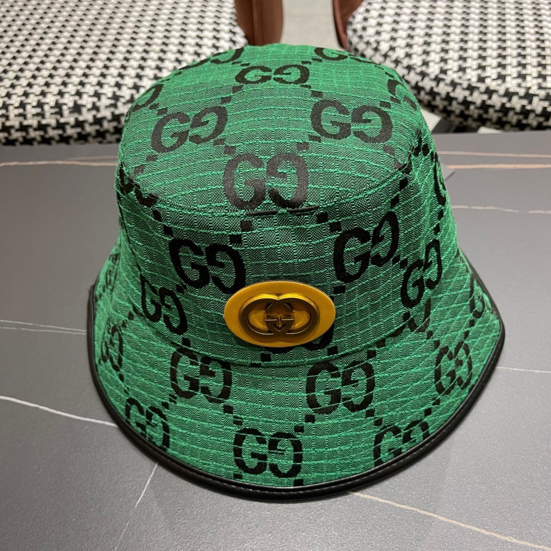 GUCCI古奇2024专柜新款简约渔夫帽很潮！休闲运动款经典制作超级好搭衣服！