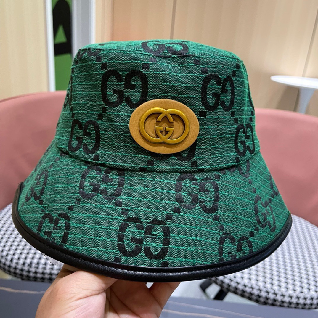 GUCCI古奇2024专柜新款简约渔夫帽很潮！休闲运动款经典制作超级好搭衣服！