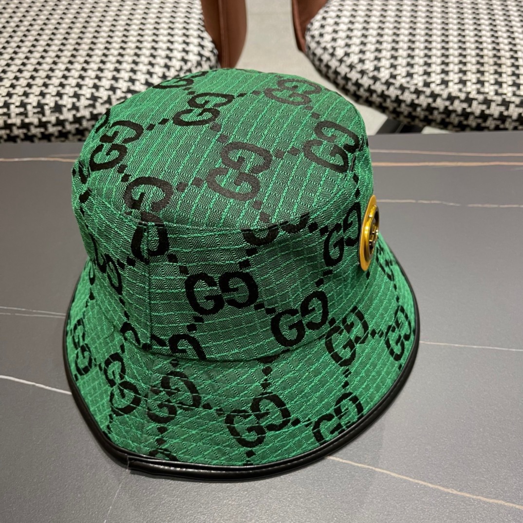 GUCCI古奇2024专柜新款简约渔夫帽很潮！休闲运动款经典制作超级好搭衣服！
