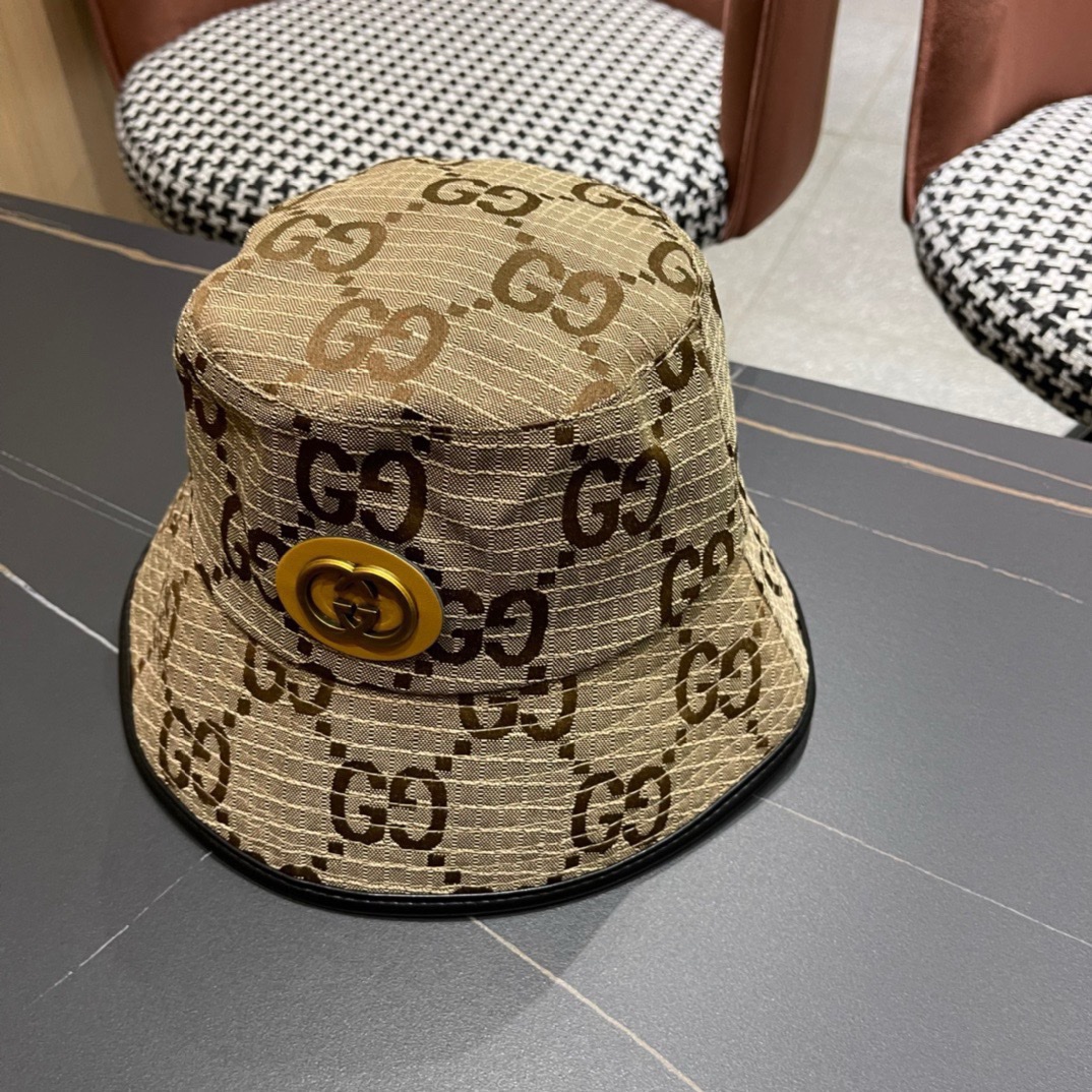 GUCCI古奇2024专柜新款简约渔夫帽很潮！休闲运动款经典制作超级好搭衣服！