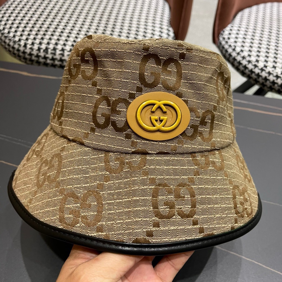GUCCI古奇2024专柜新款简约渔夫帽很潮！休闲运动款经典制作超级好搭衣服！