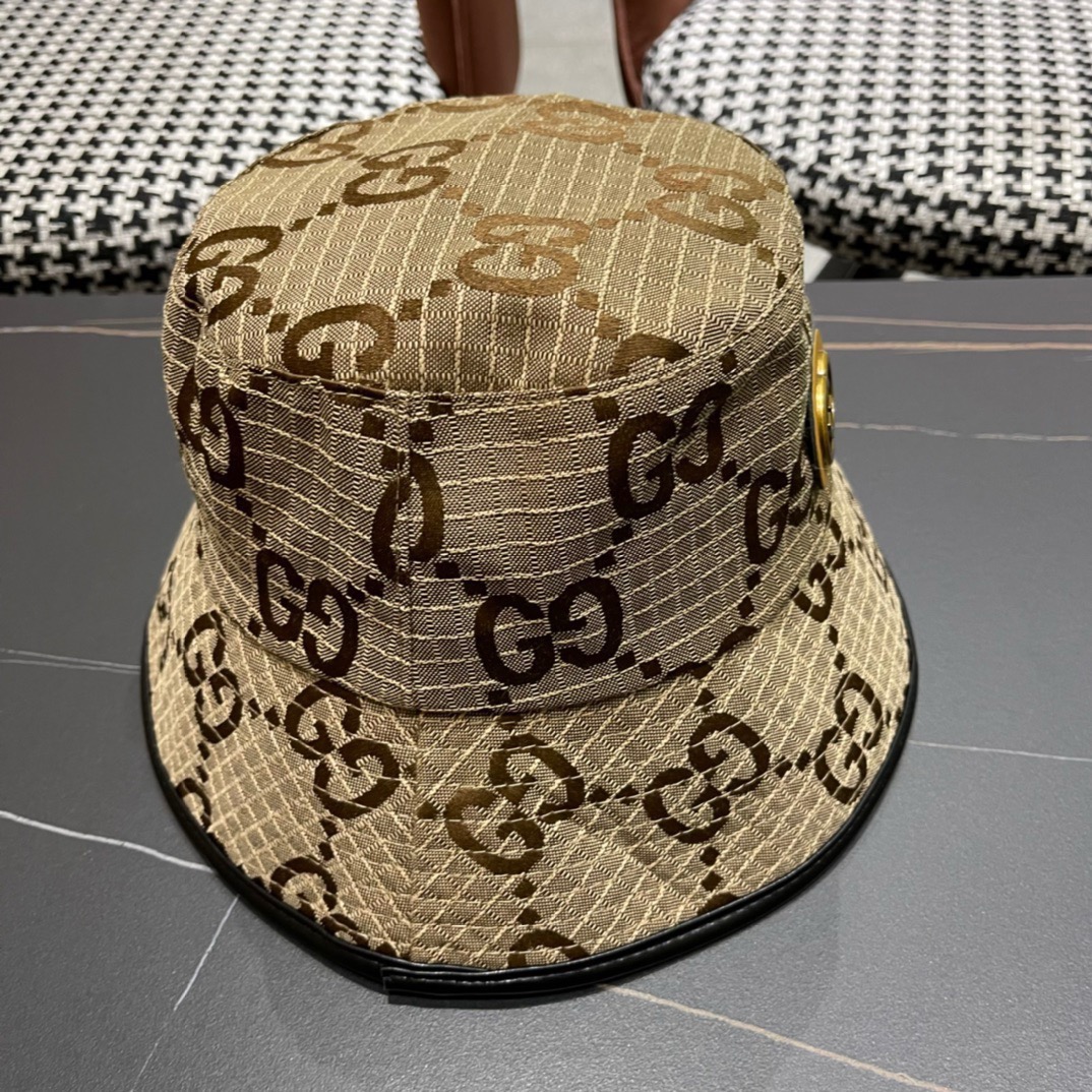 GUCCI古奇2024专柜新款简约渔夫帽很潮！休闲运动款经典制作超级好搭衣服！