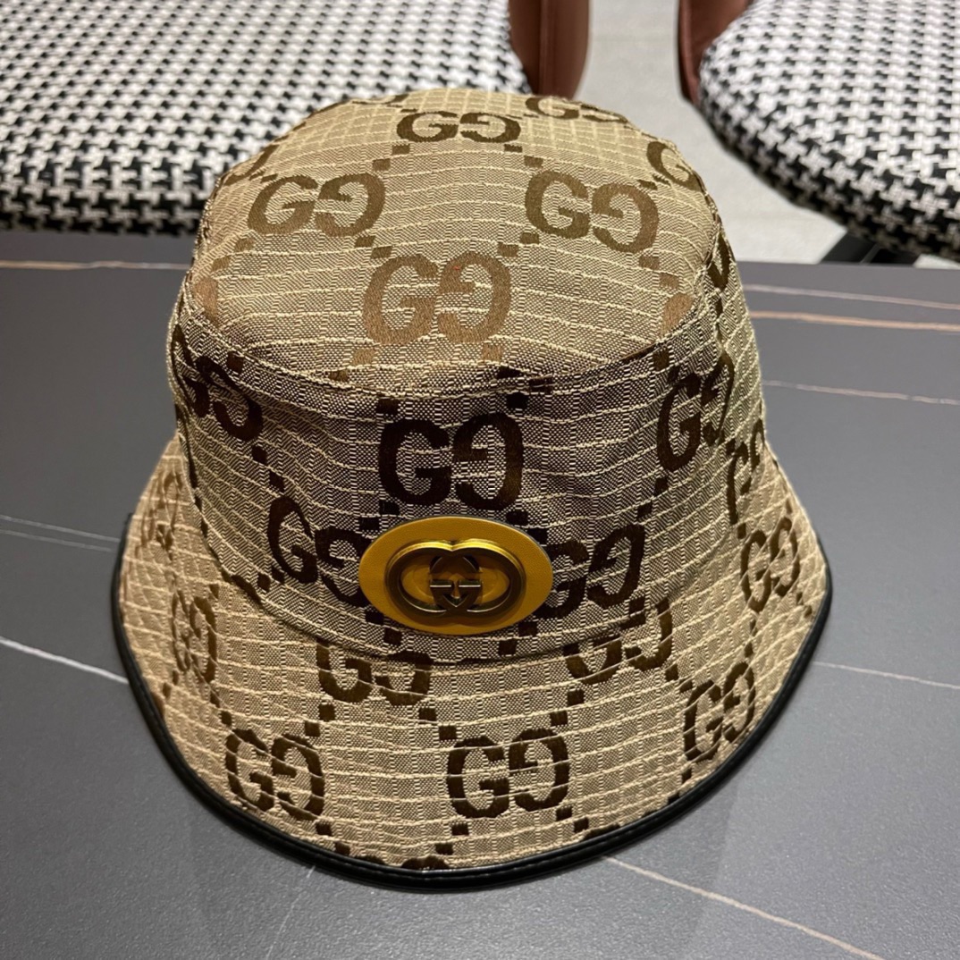 GUCCI古奇2024专柜新款简约渔夫帽很潮！休闲运动款经典制作超级好搭衣服！
