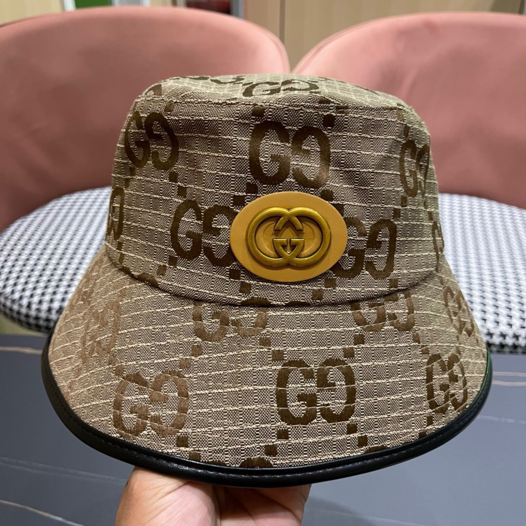 GUCCI古奇2024专柜新款简约渔夫帽很潮！休闲运动款经典制作超级好搭衣服！