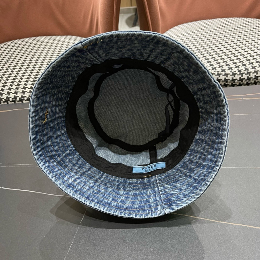经典款普拉达牛仔渔夫帽水洗渐变效果出街标配