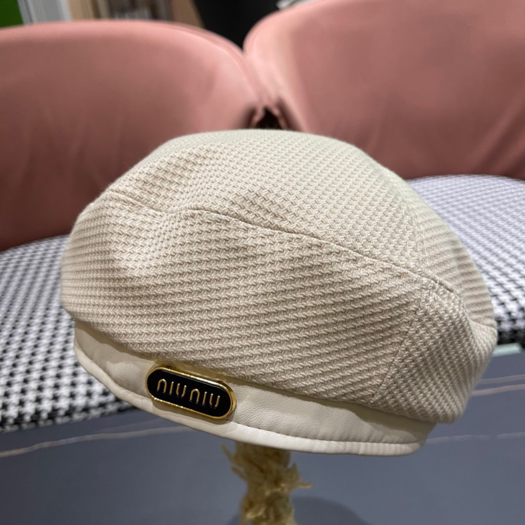 谬谬MIUMIU系列新品贝雷帽2024爆款INS时尚潮人同款单品