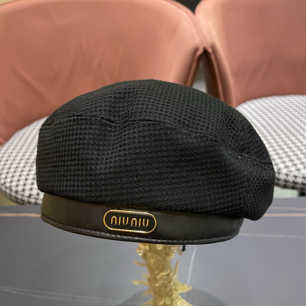 谬谬MIUMIU系列新品贝雷帽2024爆款INS时尚潮人同款单品