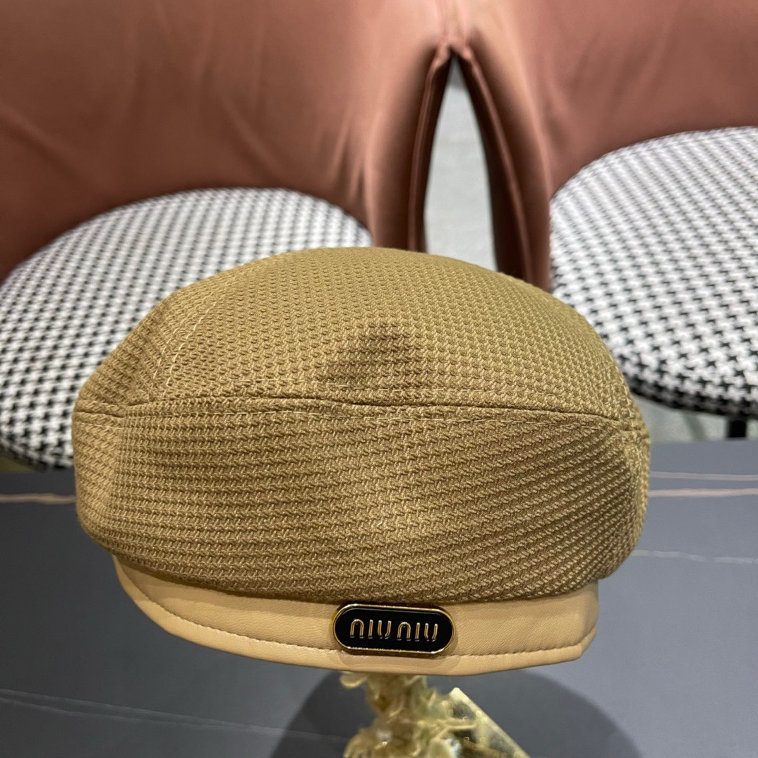 谬谬MIUMIU系列新品贝雷帽2024爆款INS时尚潮人同款单品