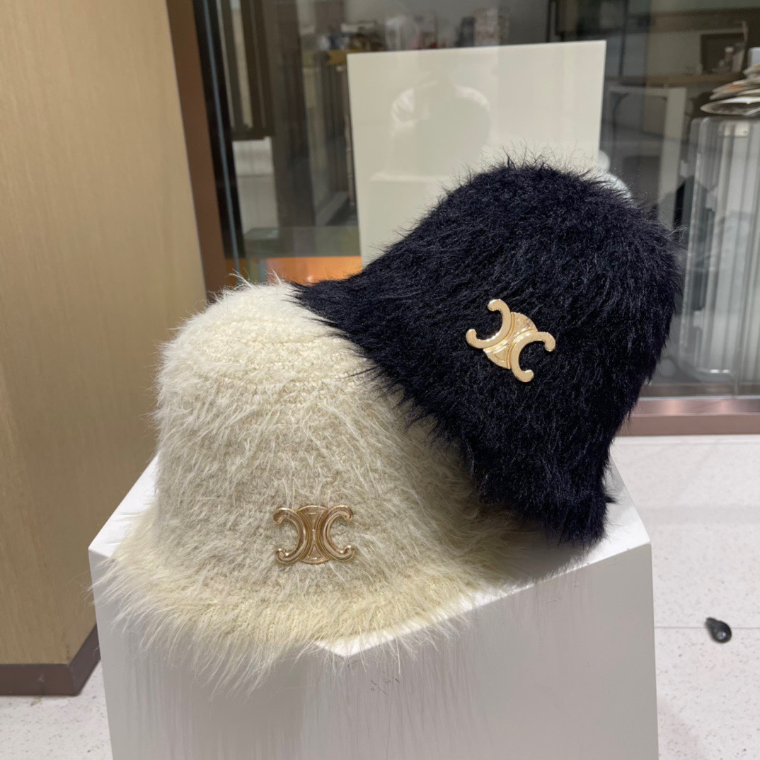 CELINE赛琳新款渔夫帽子女秋冬季日系盆帽网红文艺时尚保暖显脸小水桶帽