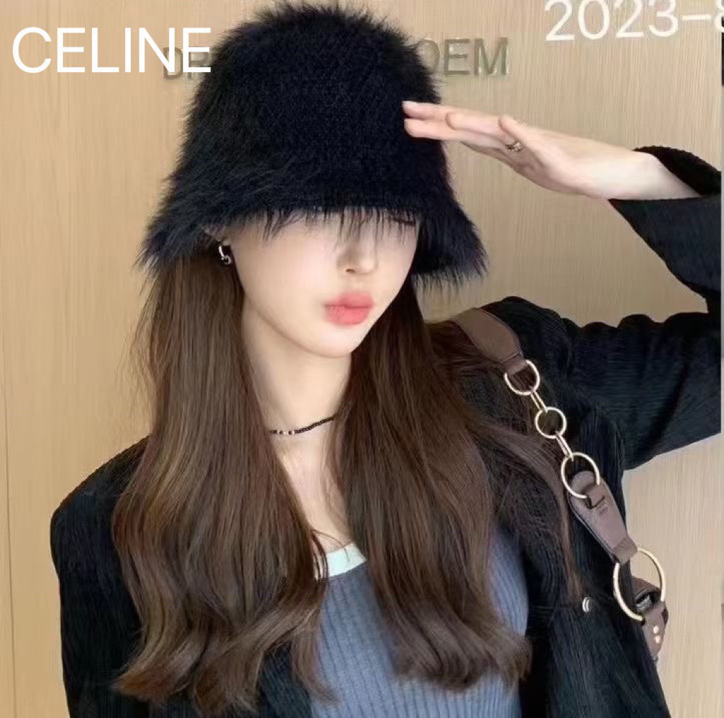 CELINE赛琳新款渔夫帽子女秋冬季日系盆帽网红文艺时尚保暖显脸小水桶帽