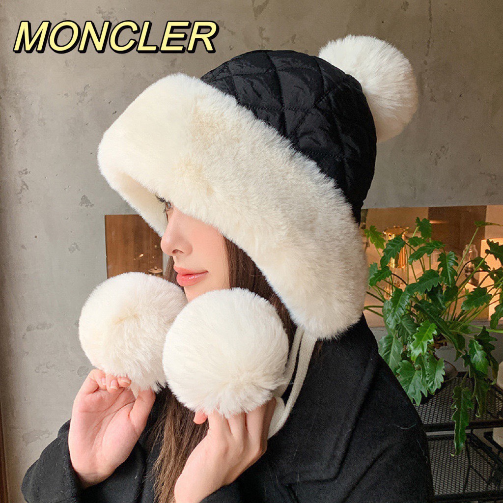 monclet蒙口韩版雷锋帽女冬季防寒保暖护耳套头帽加绒加厚骑车防寒雪地帽