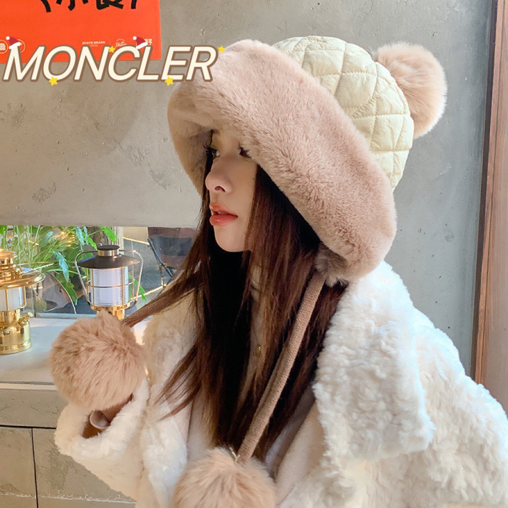 monclet蒙口韩版雷锋帽女冬季防寒保暖护耳套头帽加绒加厚骑车防寒雪地帽