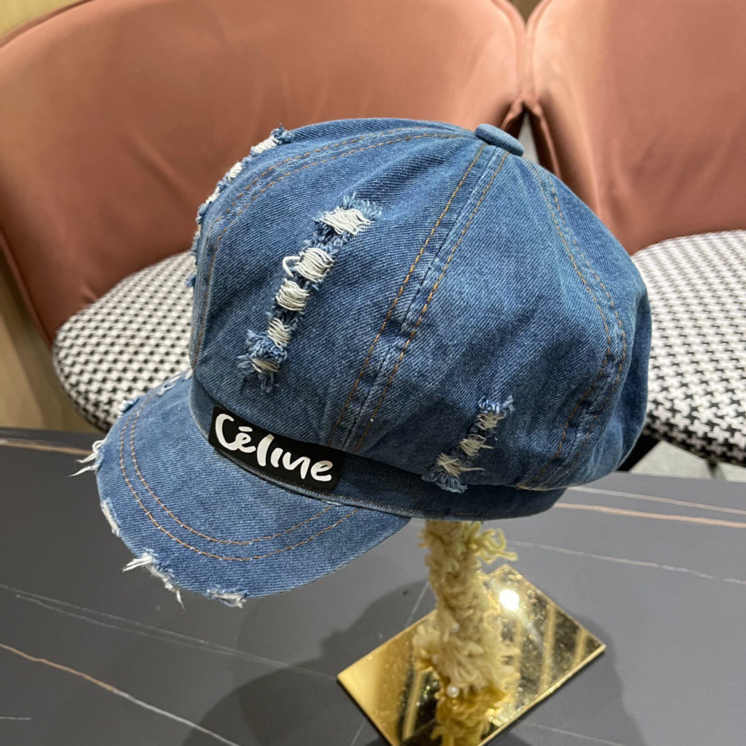 Celine赛琳春季新订单款古典西欧风格是鸭舌牛仔贝雷帽进口材质笔挺舒展整体爽朗有书卷气