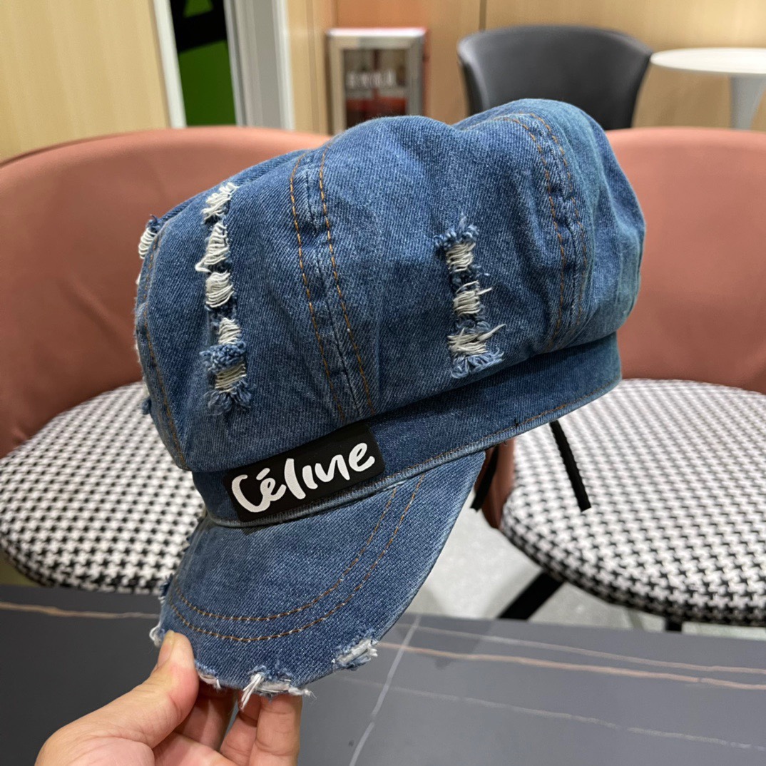 Celine赛琳春季新订单款古典西欧风格是鸭舌牛仔贝雷帽进口材质笔挺舒展整体爽朗有书卷气