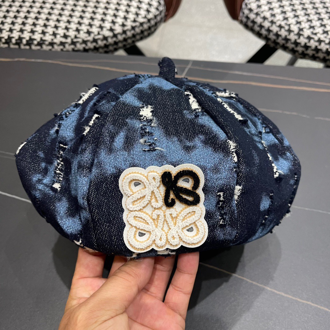 LOEWE罗意威2024新款牛仔八角贝雷帽设计感满满爆款出货超级好搭新款上架