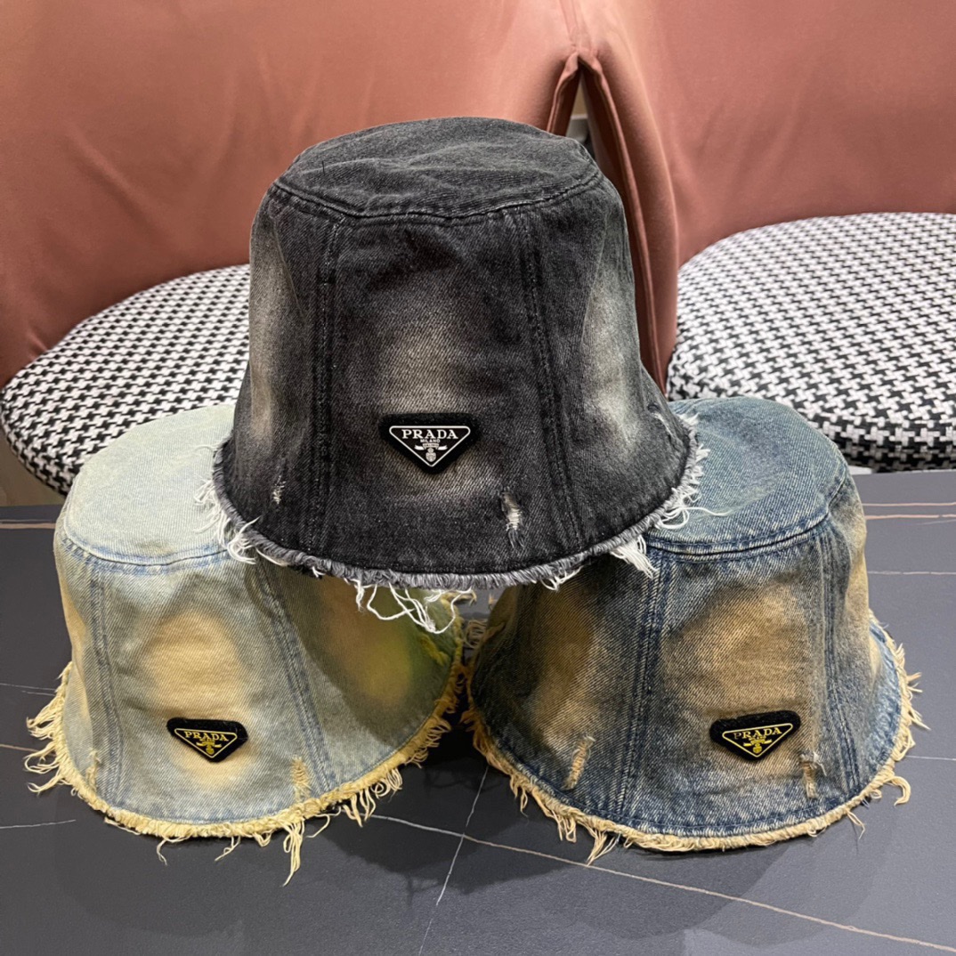 普拉达Prada新款水桶牛仔渔夫帽精致格调有感觉断货热门质量超赞