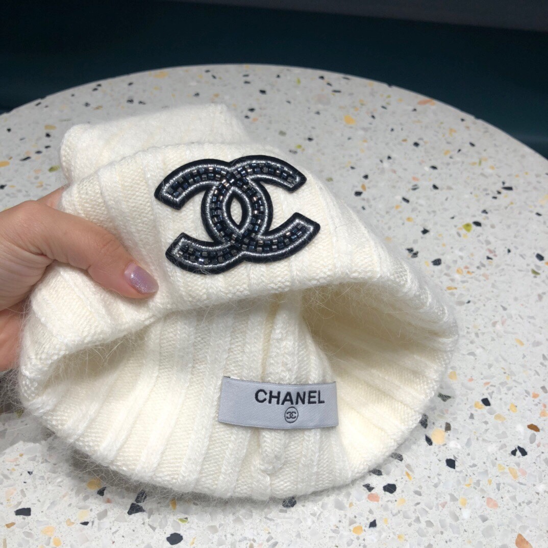 香奈儿Chanel纯色针织帽瓜皮帽女潮秋冬百搭季纯色毛线帽帽子保暖冷帽冬天