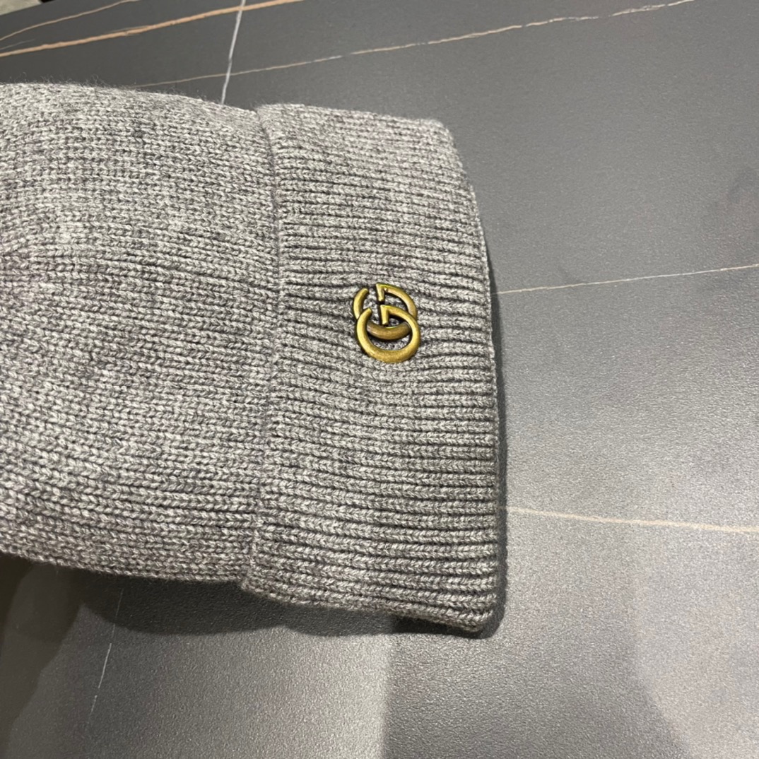 GUCCI古奇 时尚法式羊毛毛线帽子女冬季保暖针织帽潮条纹毛线帽