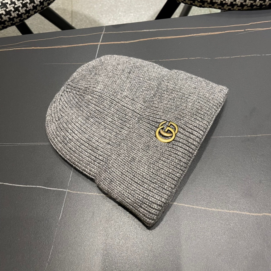 GUCCI古奇 时尚法式羊毛毛线帽子女冬季保暖针织帽潮条纹毛线帽