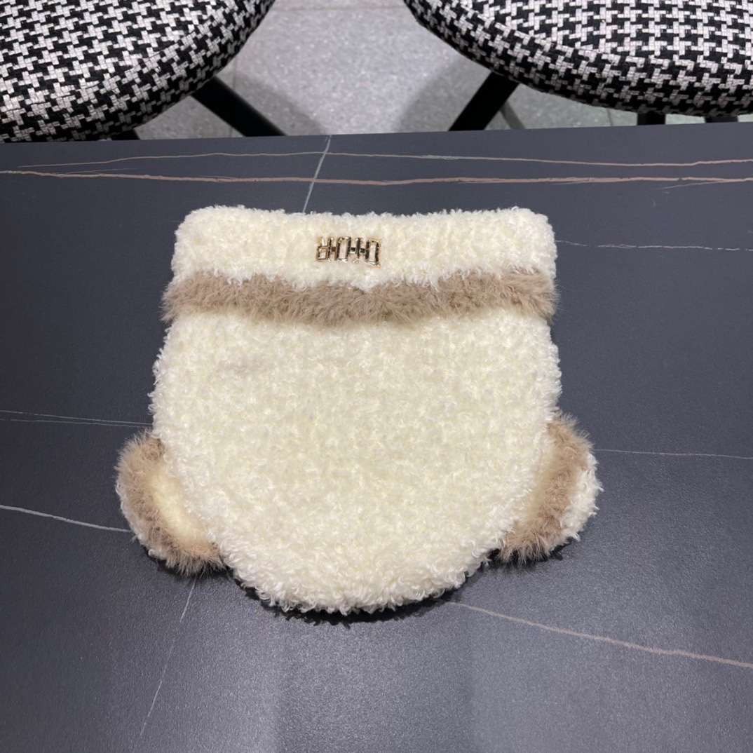 DIOR迪奥毛线帽子女2024秋冬季小可爱针织帽加厚保暖套头网红款大头围