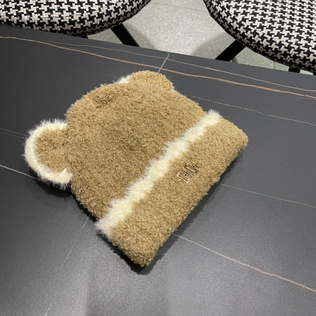 DIOR迪奥毛线帽子女2024秋冬季小可爱针织帽加厚保暖套头网红款大头围