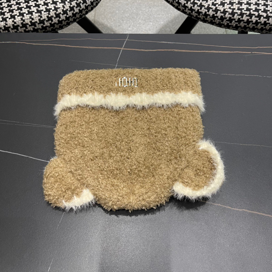 DIOR迪奥毛线帽子女2024秋冬季小可爱针织帽加厚保暖套头网红款大头围