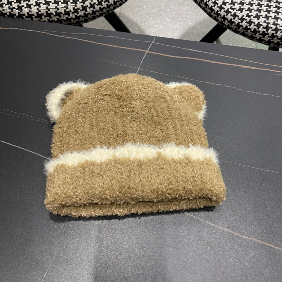 DIOR迪奥毛线帽子女2024秋冬季小可爱针织帽加厚保暖套头网红款大头围