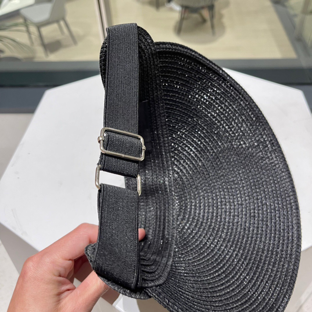  PRADA普拉达2022春夏新款遮阳草帽帽，空顶遮阳帽，防嗮遮阳帽，可折叠，头围57cm，