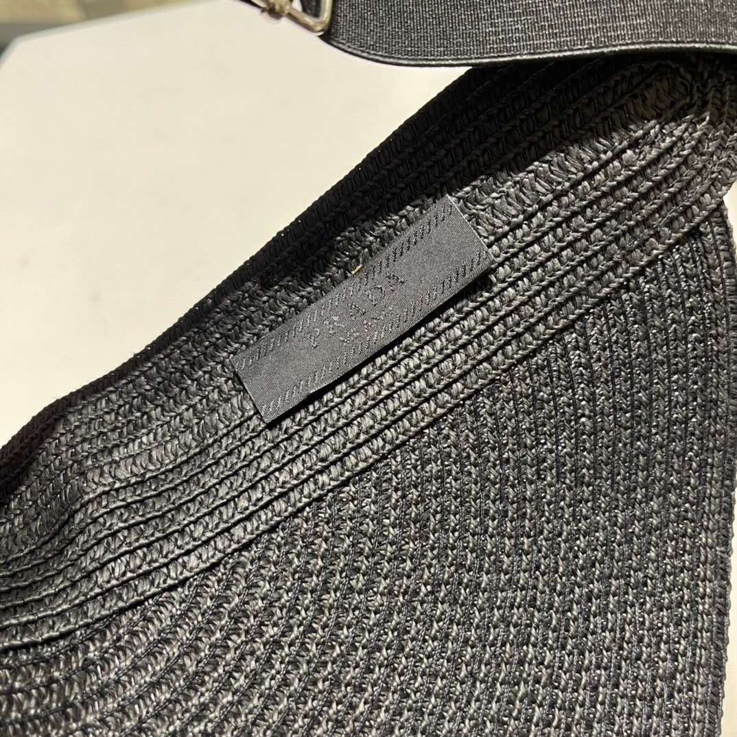  PRADA普拉达2022春夏新款遮阳草帽帽，空顶遮阳帽，防嗮遮阳帽，可折叠，头围57cm，