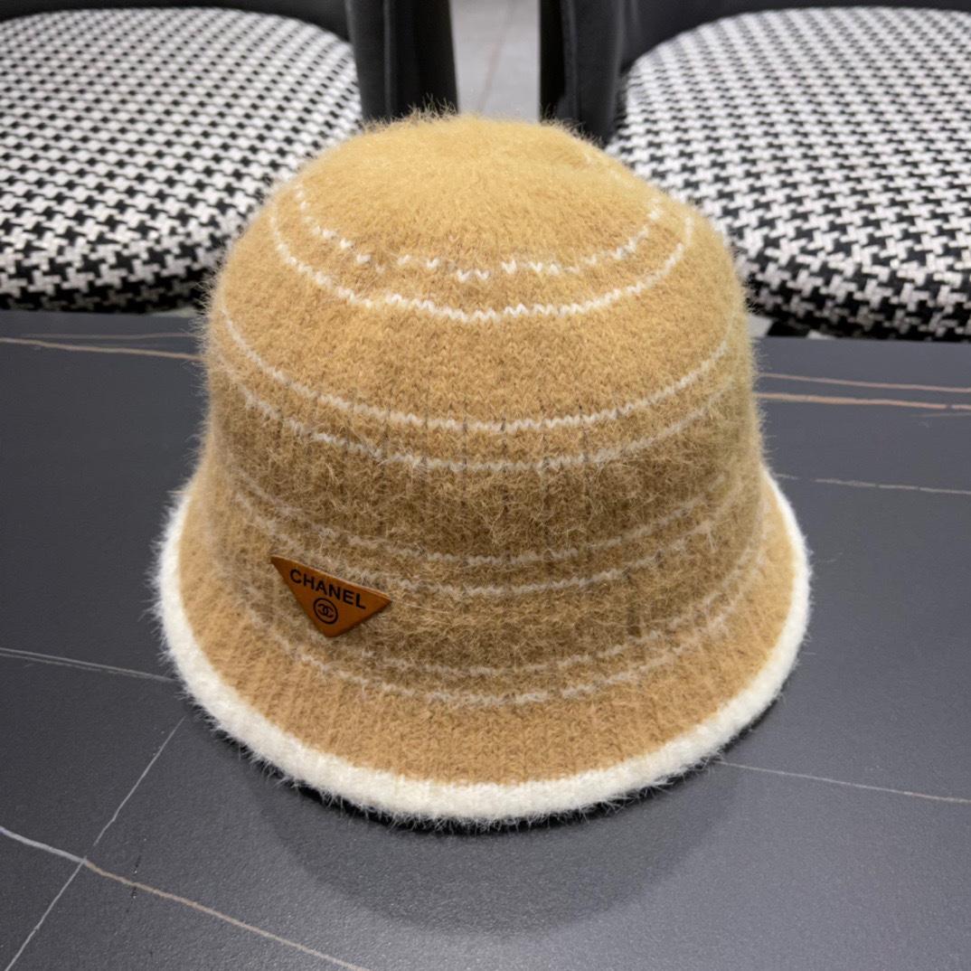 💛【CHANEL香奈儿】2024新款羊毛大牌拼色遮阳针织渔夫帽🌈 百搭休闲～男女款