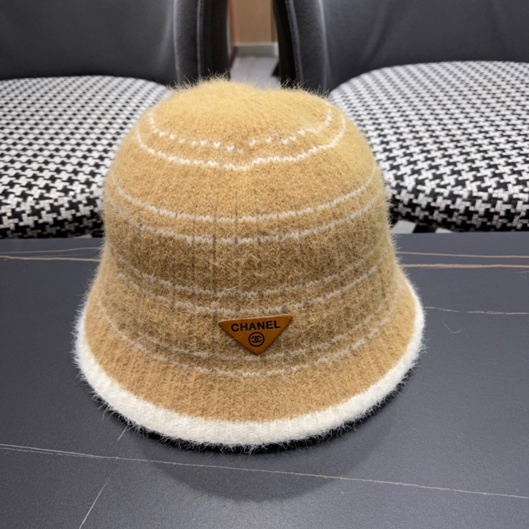 💛【CHANEL香奈儿】2024新款羊毛大牌拼色遮阳针织渔夫帽🌈 百搭休闲～男女款