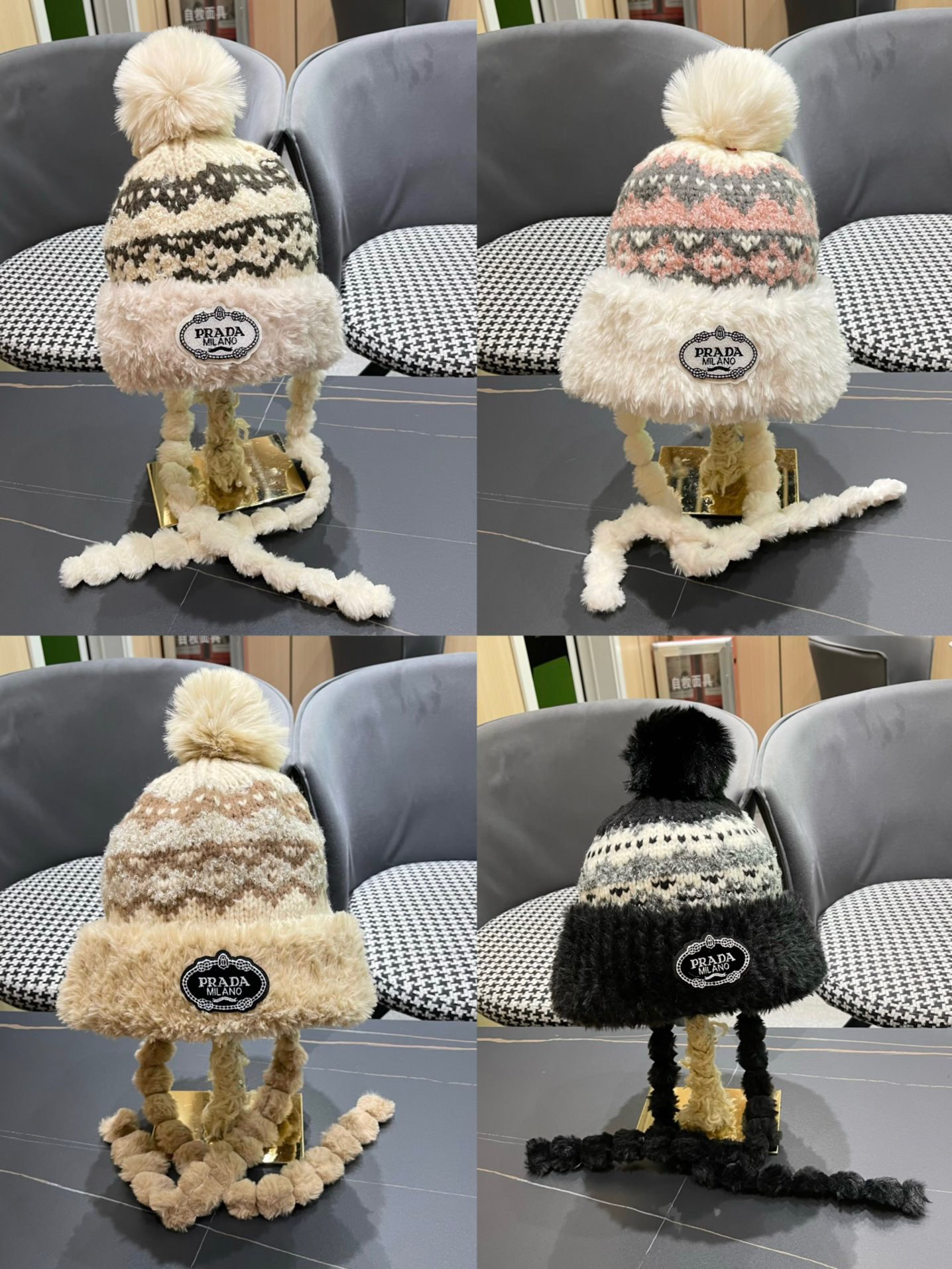 NO:216064,Prada Prada New fluffy knitted big braid ear protection Lei Feng hat for women autumn and winter thick windproof riding hat fisherman hat baseball hat knit hat, hat, prada, prada, espadrilles, hats19860909Prada普拉达 新款毛绒绒针织大辫子护耳雷锋帽女秋冬加厚防风骑车帽帽子渔夫帽棒球帽针织帽,帽子,prada,prada,espadrilles,hats,hat