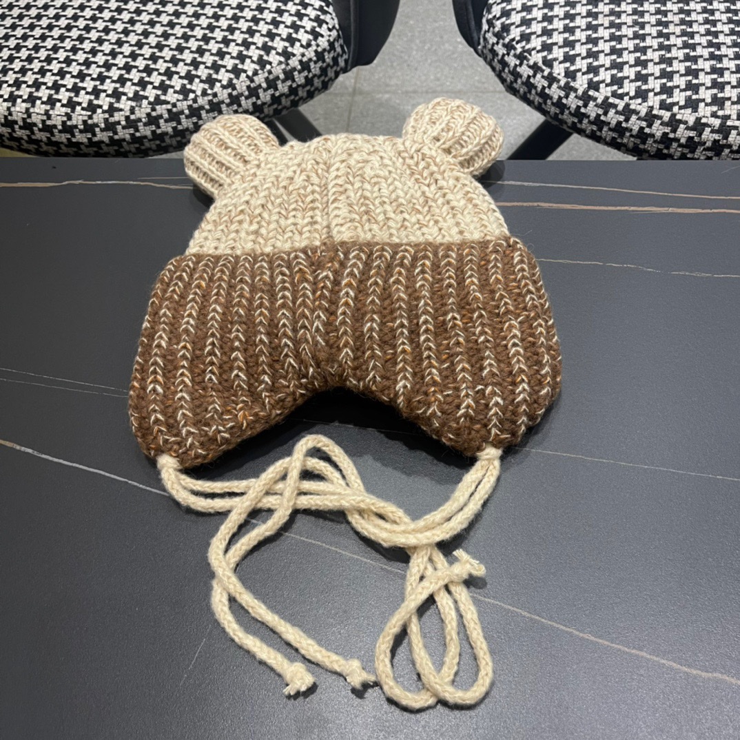 Lv路易威登2024秋冬款针织毛线护耳帽女冬天网红保暖帽子