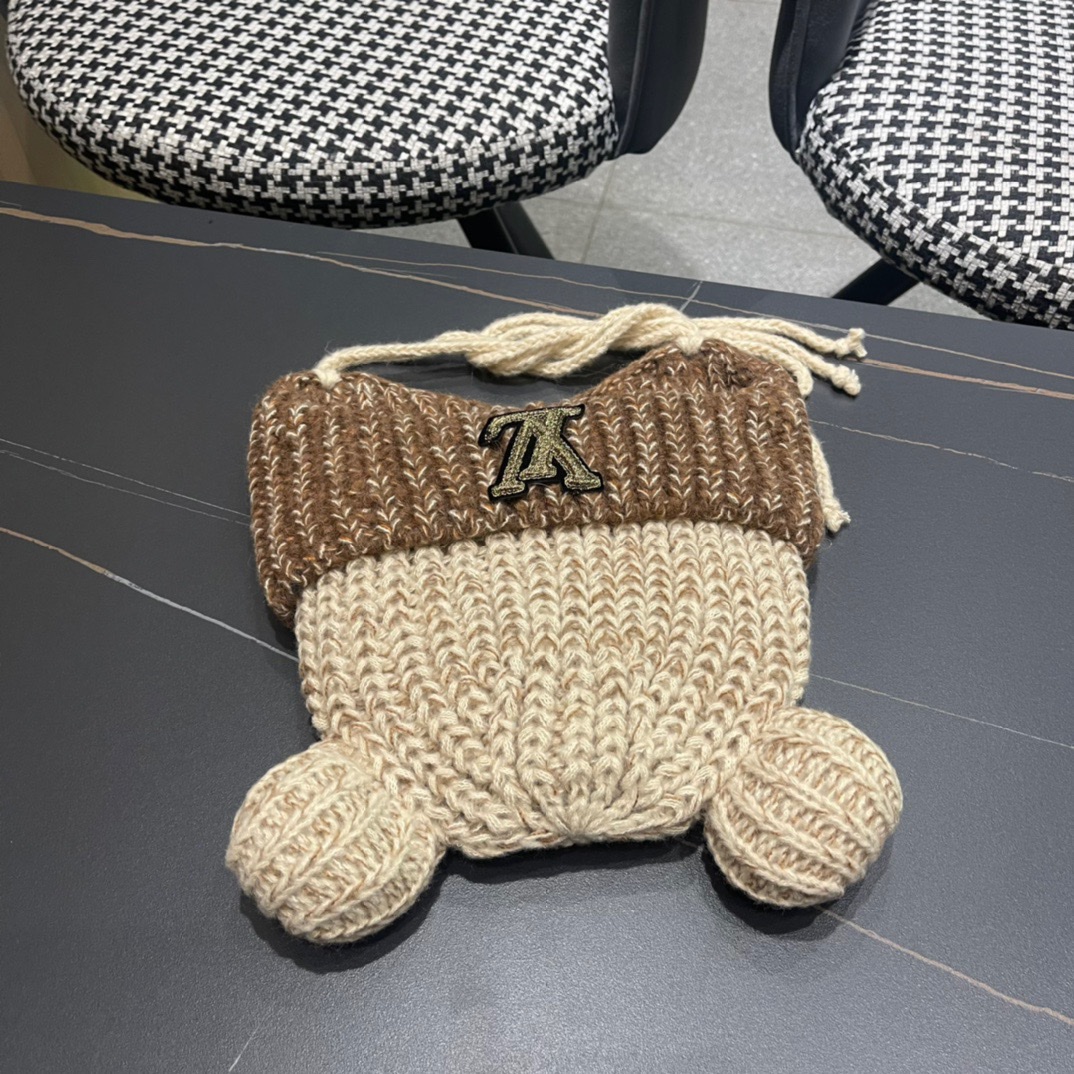 Lv路易威登2024秋冬款针织毛线护耳帽女冬天网红保暖帽子