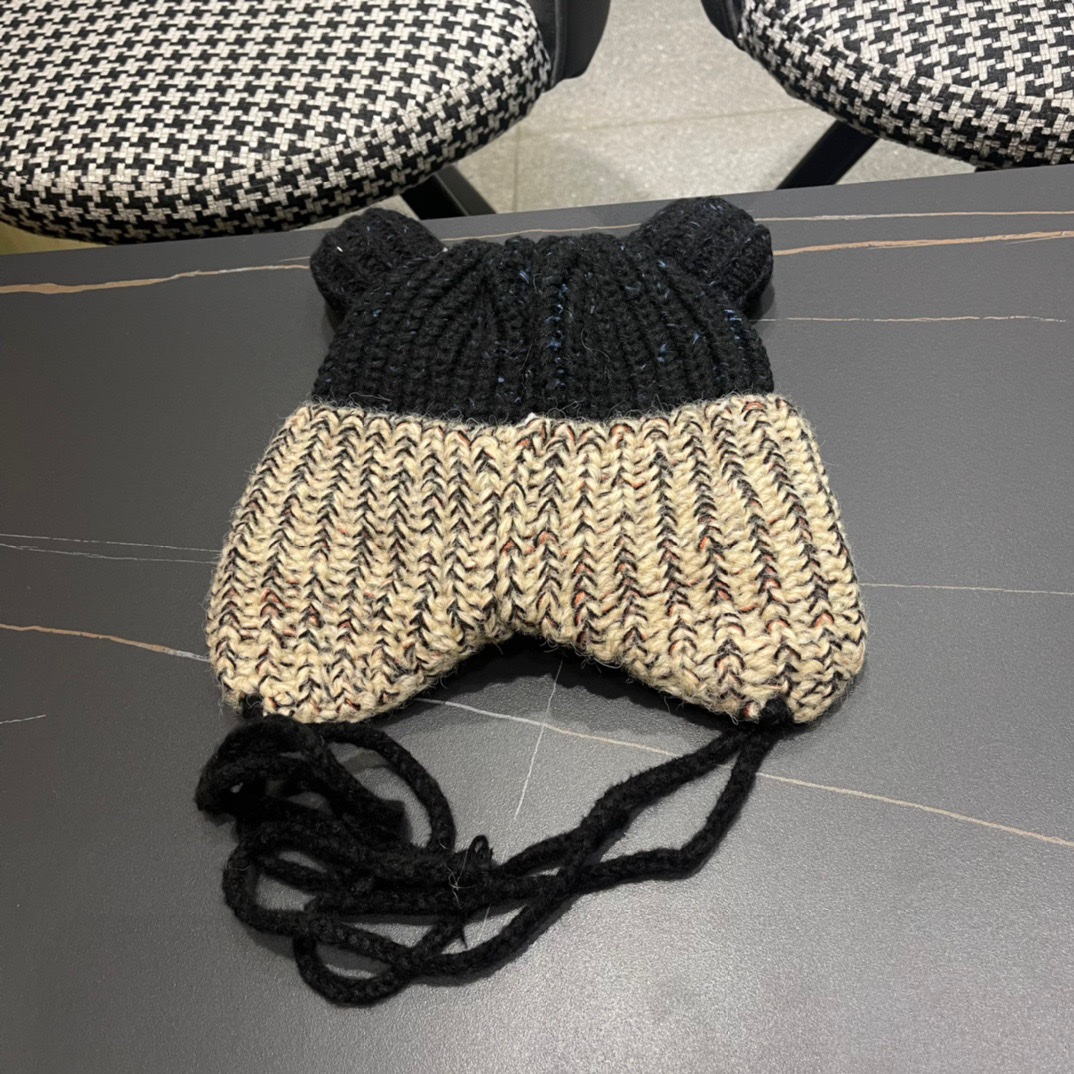 Lv路易威登2024秋冬款针织毛线护耳帽女冬天网红保暖帽子