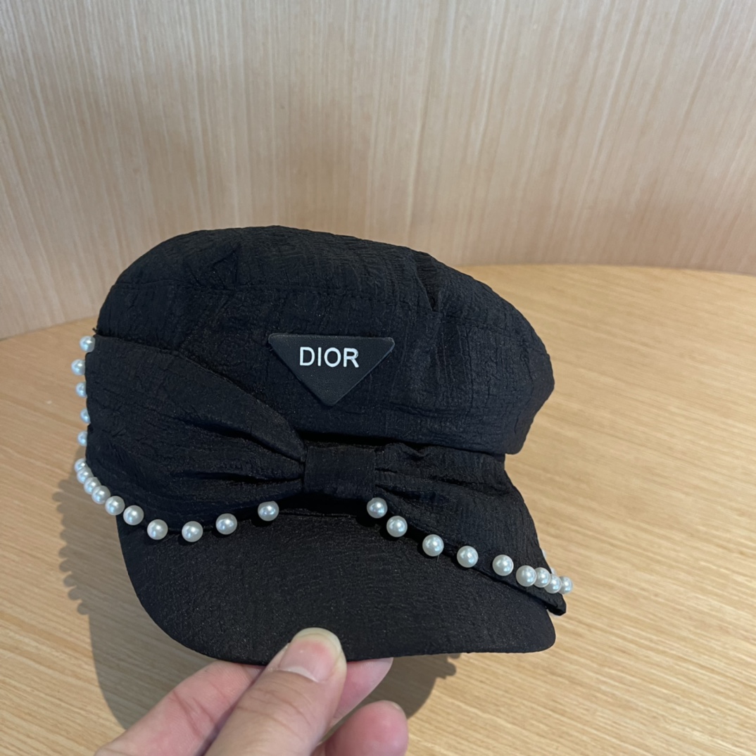 Dior迪奥新款韩版2024年秋新款带珍珠女士贝雷帽子