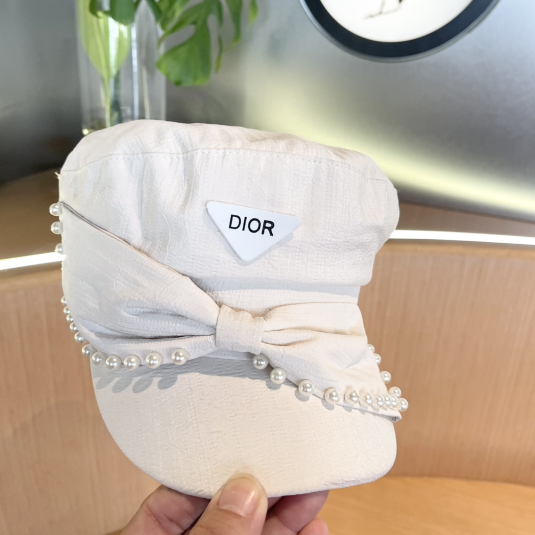 Dior迪奥新款韩版2024年秋新款带珍珠女士贝雷帽子