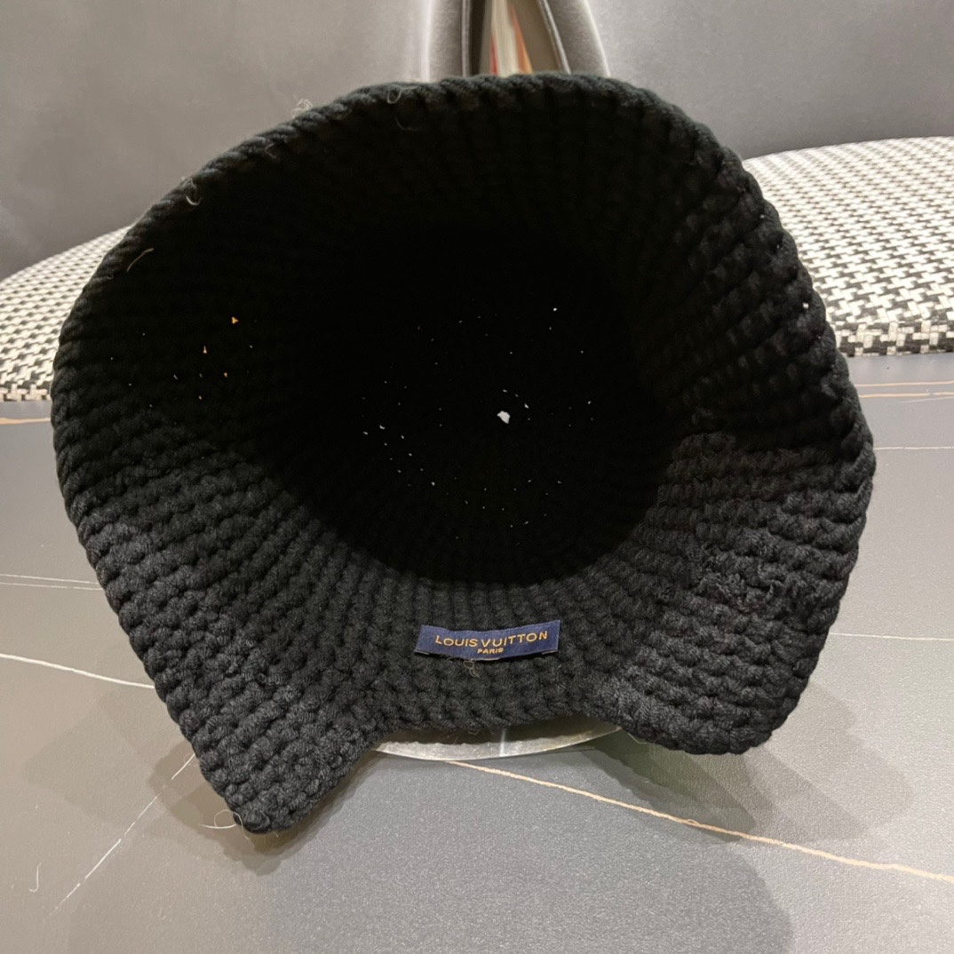 LV 路易威登 2024秋冬新款针织毛线帽，手抓渔夫帽，黑 卡米三色