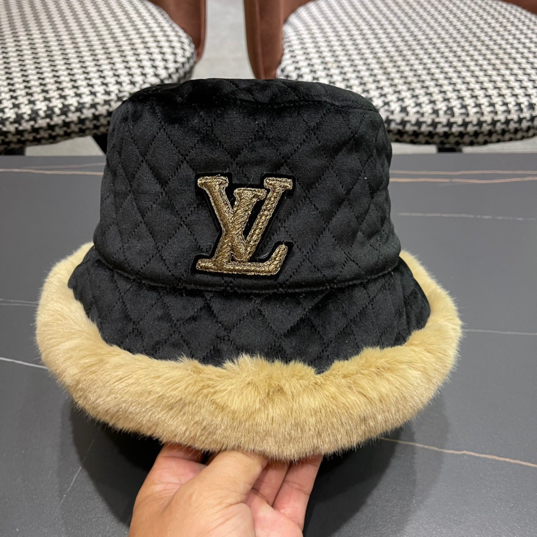 路易威登LouisVuitton2024冬款可爱蝴蝶结渔夫盆帽冬季保暖韩版百搭潮牌