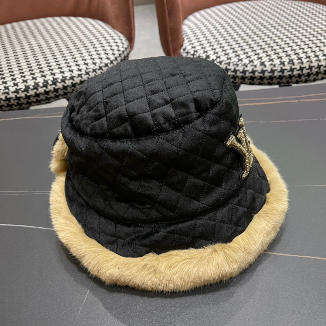 路易威登LouisVuitton2024冬款可爱蝴蝶结渔夫盆帽冬季保暖韩版百搭潮牌