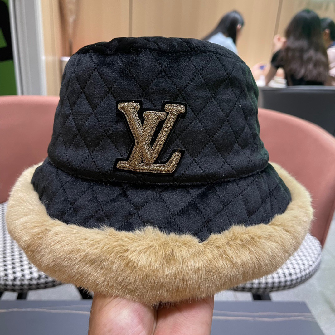 路易威登LouisVuitton2024冬款可爱蝴蝶结渔夫盆帽冬季保暖韩版百搭潮牌