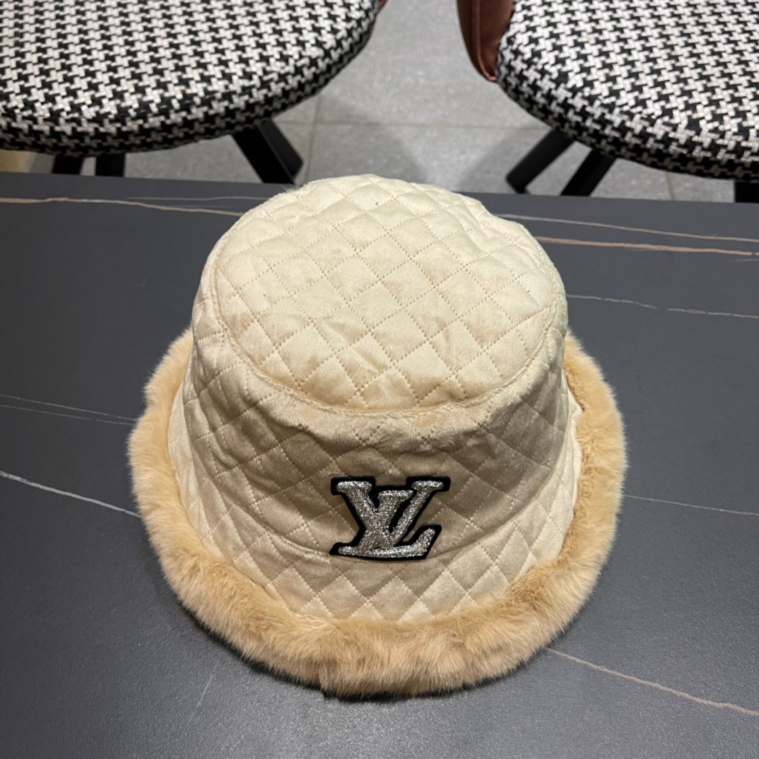 路易威登LouisVuitton2024冬款可爱蝴蝶结渔夫盆帽冬季保暖韩版百搭潮牌