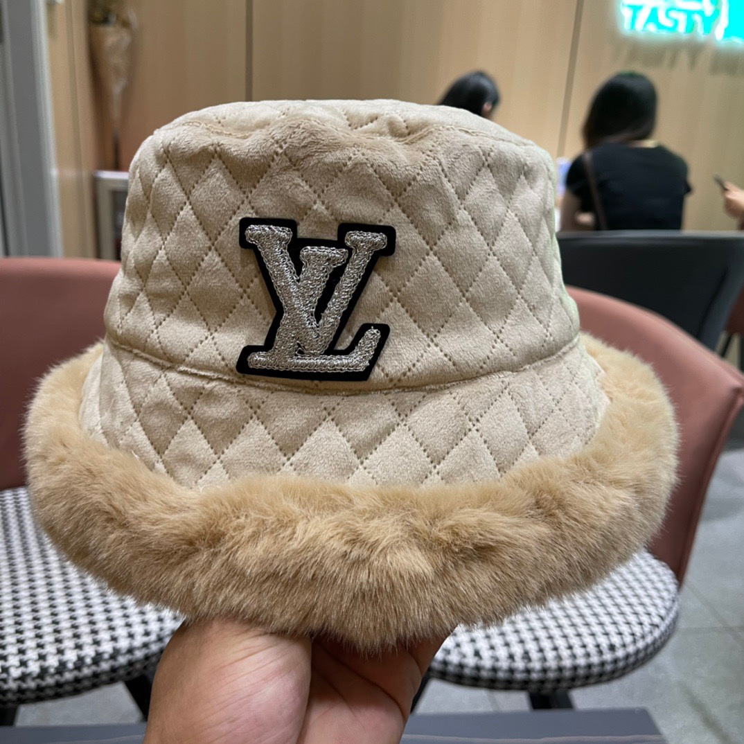 路易威登LouisVuitton2024冬款可爱蝴蝶结渔夫盆帽冬季保暖韩版百搭潮牌