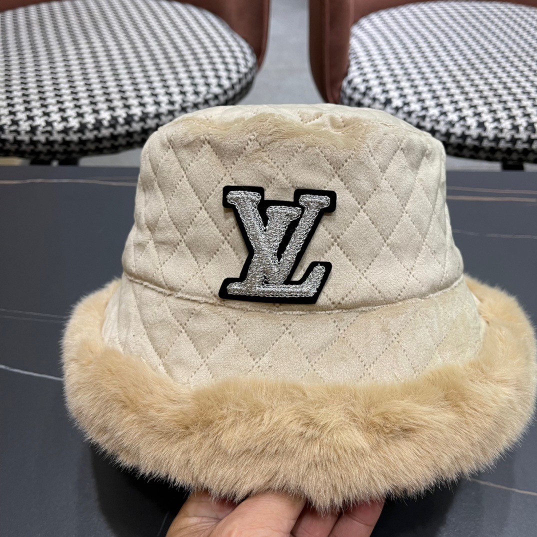 路易威登LouisVuitton2024冬款可爱蝴蝶结渔夫盆帽冬季保暖韩版百搭潮牌